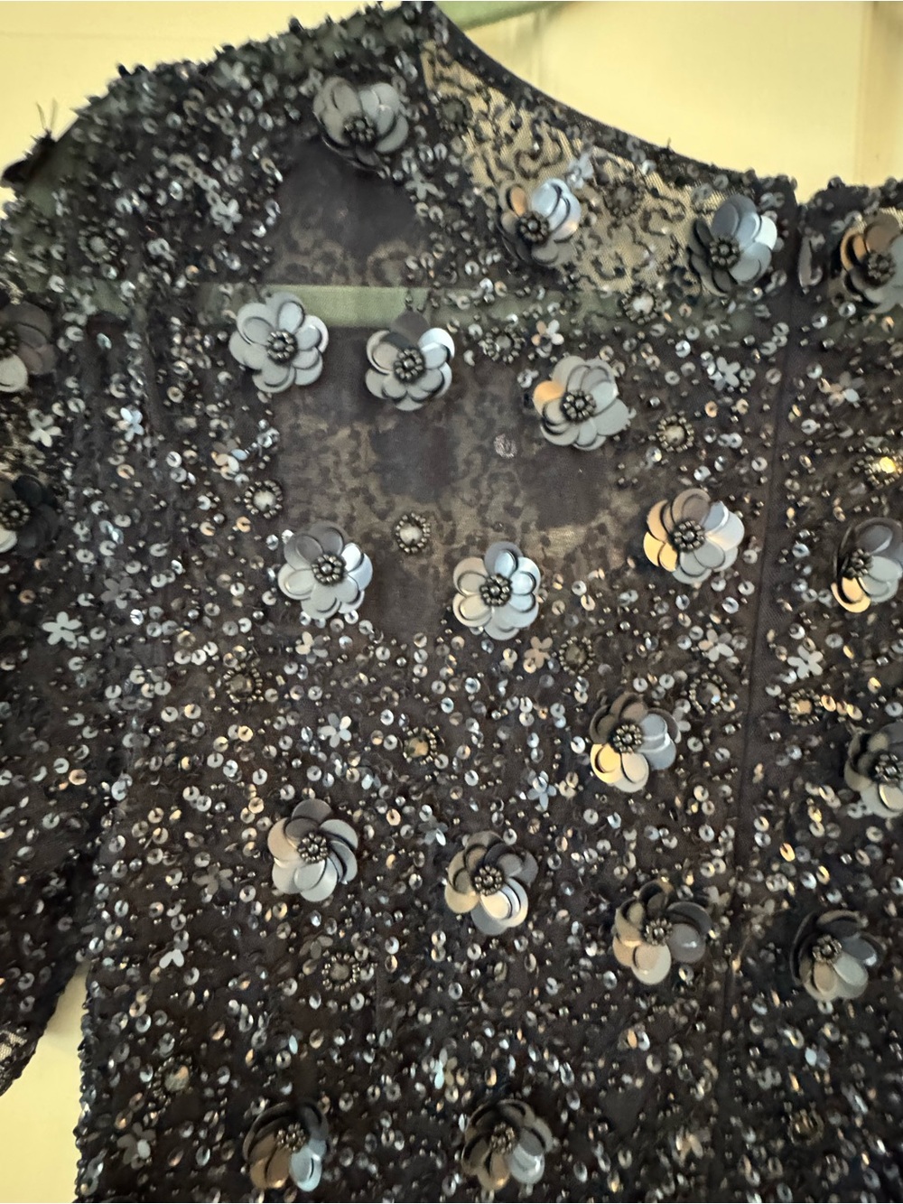 Adrianna Papell 3D Floral Beaded Gown in Dark Navy - Picture 5 of 7